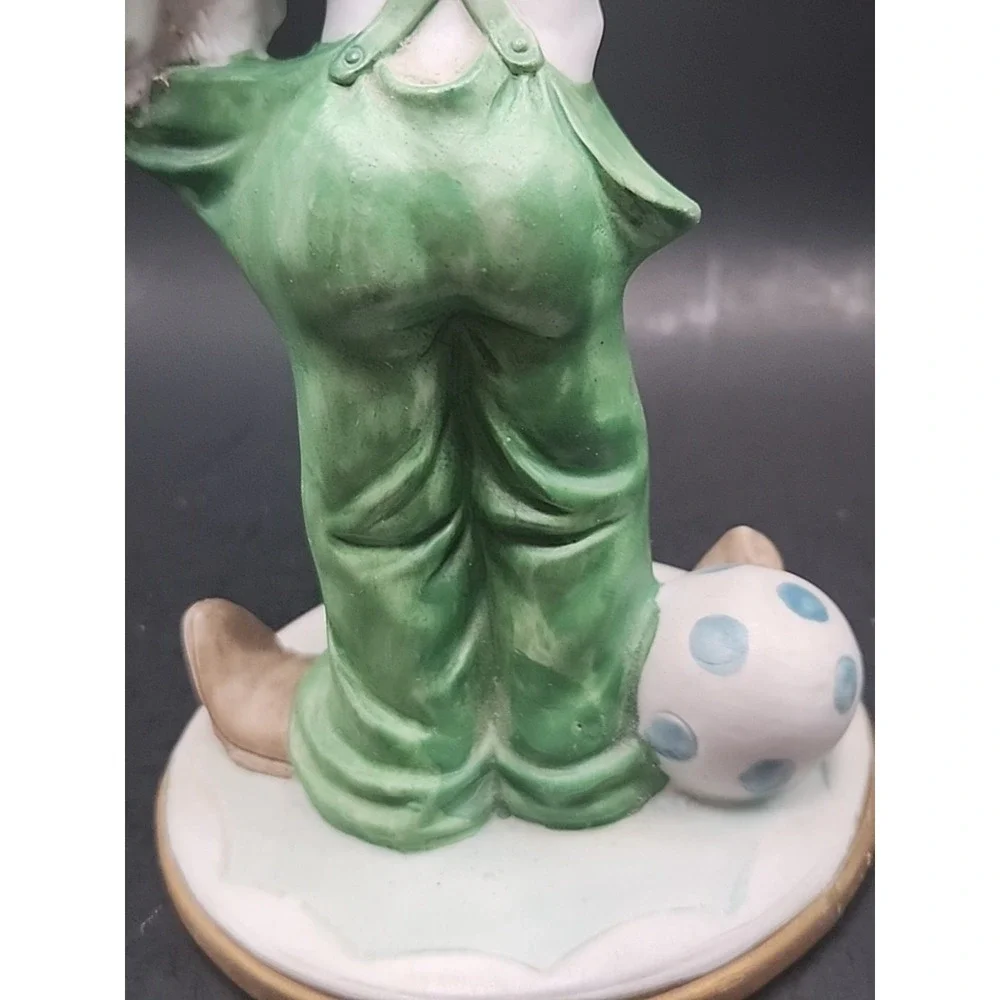 Vintage 80s-90s Kitschy Clown With Two Dogs Bisque Figurine 6.5